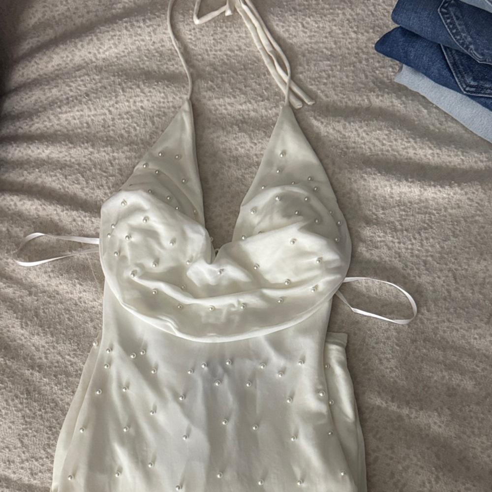 Windsor White Backless Halter Dress